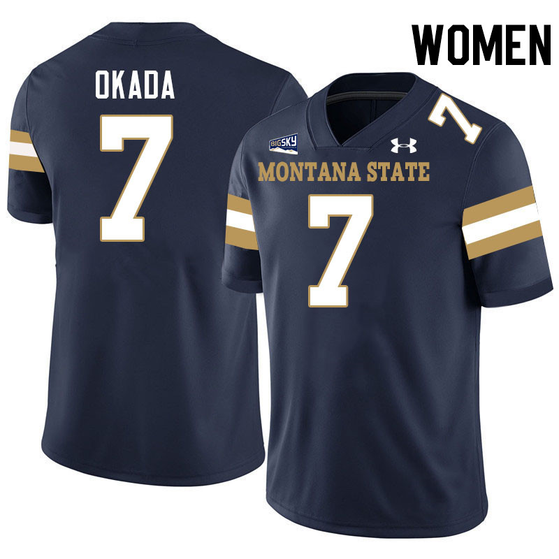 Women #7 Ty Okada Montana State Bobcats Jerseys Football Stitched-Navy